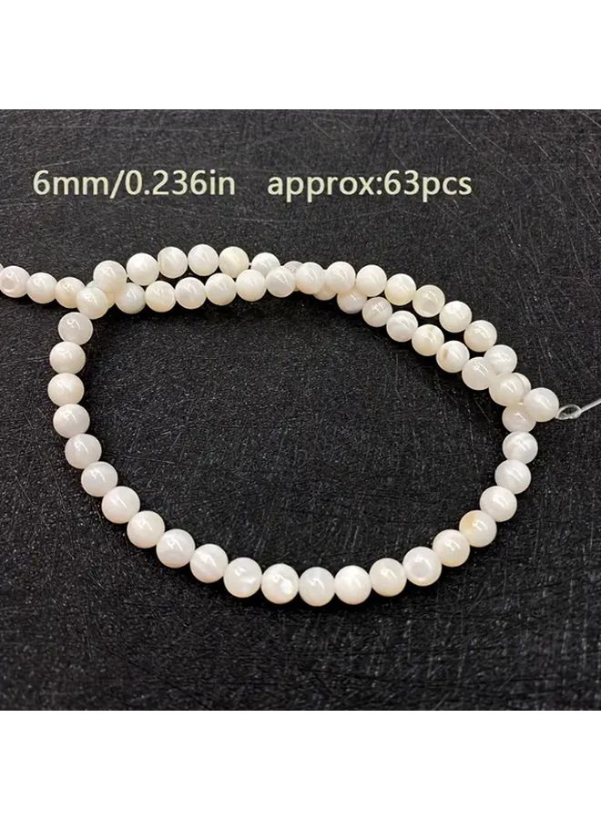 خرز الصدف الطبيعي الأبيض 6 مم خرز فاصل مستدير لصنع المجوهرات DIY - Image 1