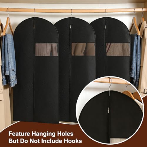 Guirnd Hanging Garment Bag, 45 Inch Black Garment Covers with Zipper, Garment Covers for Storage and Travel, Hanging Clothes Cover Dress Suit Bag for Clothes, Coats, Jackets(2 Packs) - Image 5