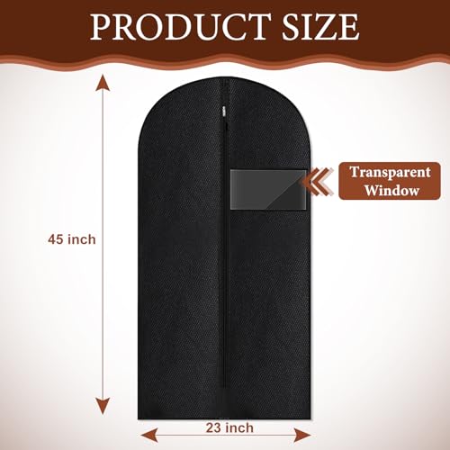 Guirnd Hanging Garment Bag, 45 Inch Black Garment Covers with Zipper, Garment Covers for Storage and Travel, Hanging Clothes Cover Dress Suit Bag for Clothes, Coats, Jackets(2 Packs) - Image 2