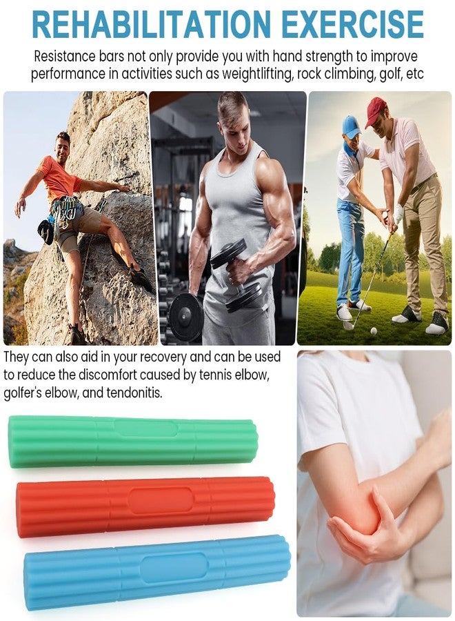 Loyanger 3 Pcs Flex Resistance Bars,Twist Obstruction Hand Grip Strength Trainer Resistance Bars for Golfers Elbow Tendonitis Wrist and Forearms Pain Relief(Light Green Blue Orange) - Image 5