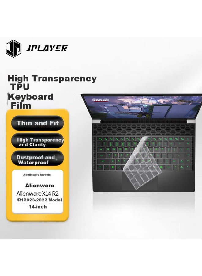 Jplayer Keyboard Protector For Alienware X14 R2/r1 Models, 14-inch Gaming Laptop, High Transparency Ultra-thin Invisible Film