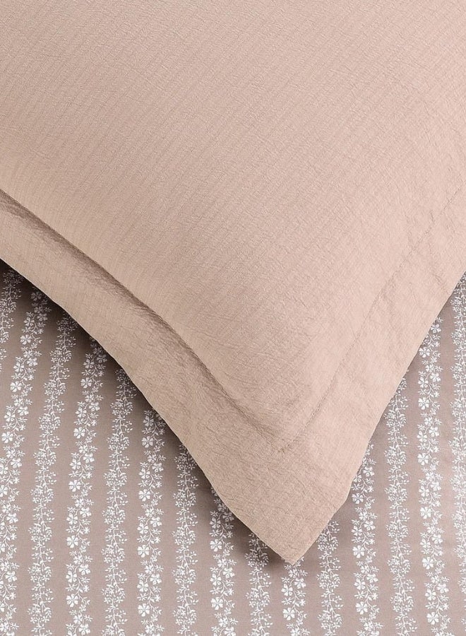 INREST Soft Blossom Single Comforter Set 170 × 230 cm Luxury 5 Pieces 100% Microfiber Beige Floral Stripe Lace Bedding Set - Image 4