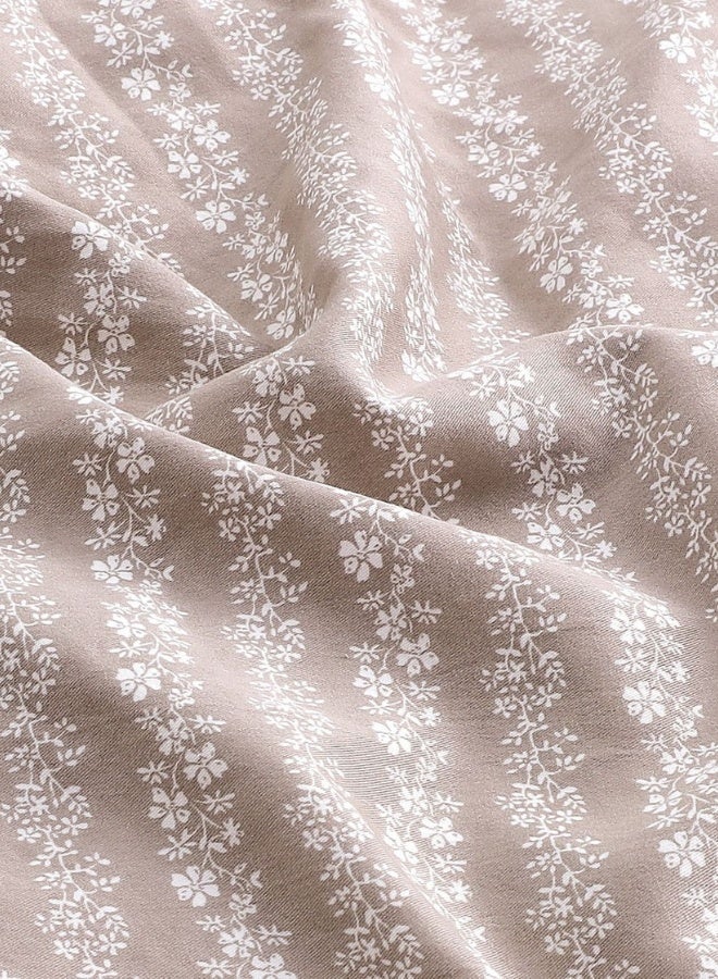 INREST Soft Blossom Single Comforter Set 170 × 230 cm Luxury 5 Pieces 100% Microfiber Beige Floral Stripe Lace Bedding Set - Image 2