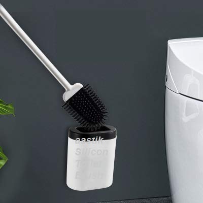 AASTIK AASTIK Toilet Brush Soft Silicone Toilet Cleaning Long Handle Brush and Holder Set Soft bristles Special Design Flat Flexible Convenient Bathroom Cleaning Brushes no Dead Angle Labour