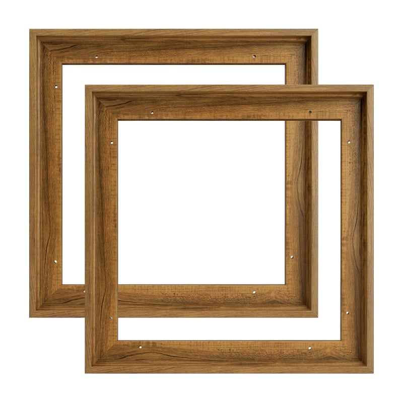 FOLKOR 12x12 Frame for Canvas Painting 0608 Deep 2 Pack Square Floater Frame for Canvas Prints Floating frame for Wall Art Oil Painting Paint by Numbers Living Room Decor Dark Brown