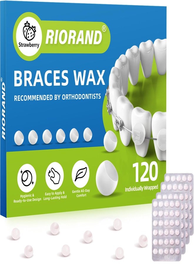 RioRand Orthodontic Wax for Braces Wax 120 Individual Hygienic Packaging Clear dental Wax Dots Portable and Easy to Tear Strawberry - Image 1