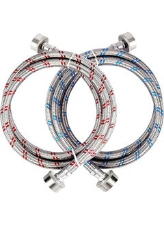 erorex 4Ft Stainless Steel Washing Machine Hoses Burst Proof 2 Pack By Hot And Cold Water Supply Hoses For All Washer  - Image 1