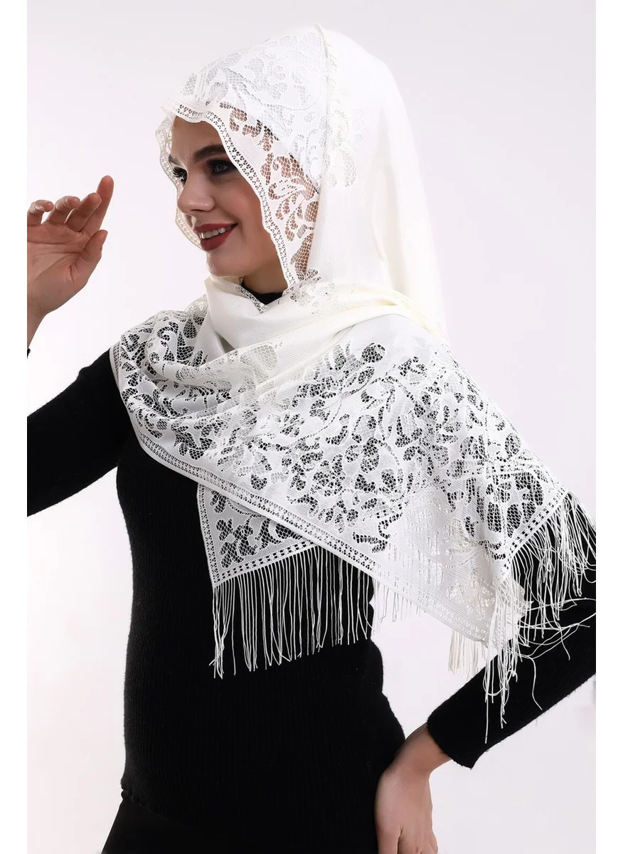 İhvan Ihvan Kaaba Patterned Special Boxed Mevlüt Set Tulle Shawl Pearl Rosary Yasin Book Cream