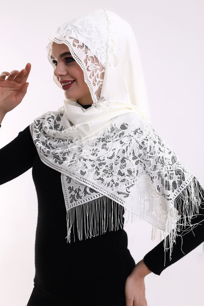 İhvan Ihvan Kaaba Patterned Special Boxed Mevlüt Set Tulle Shawl Pearl Rosary Yasin Book Cream  - Image 4