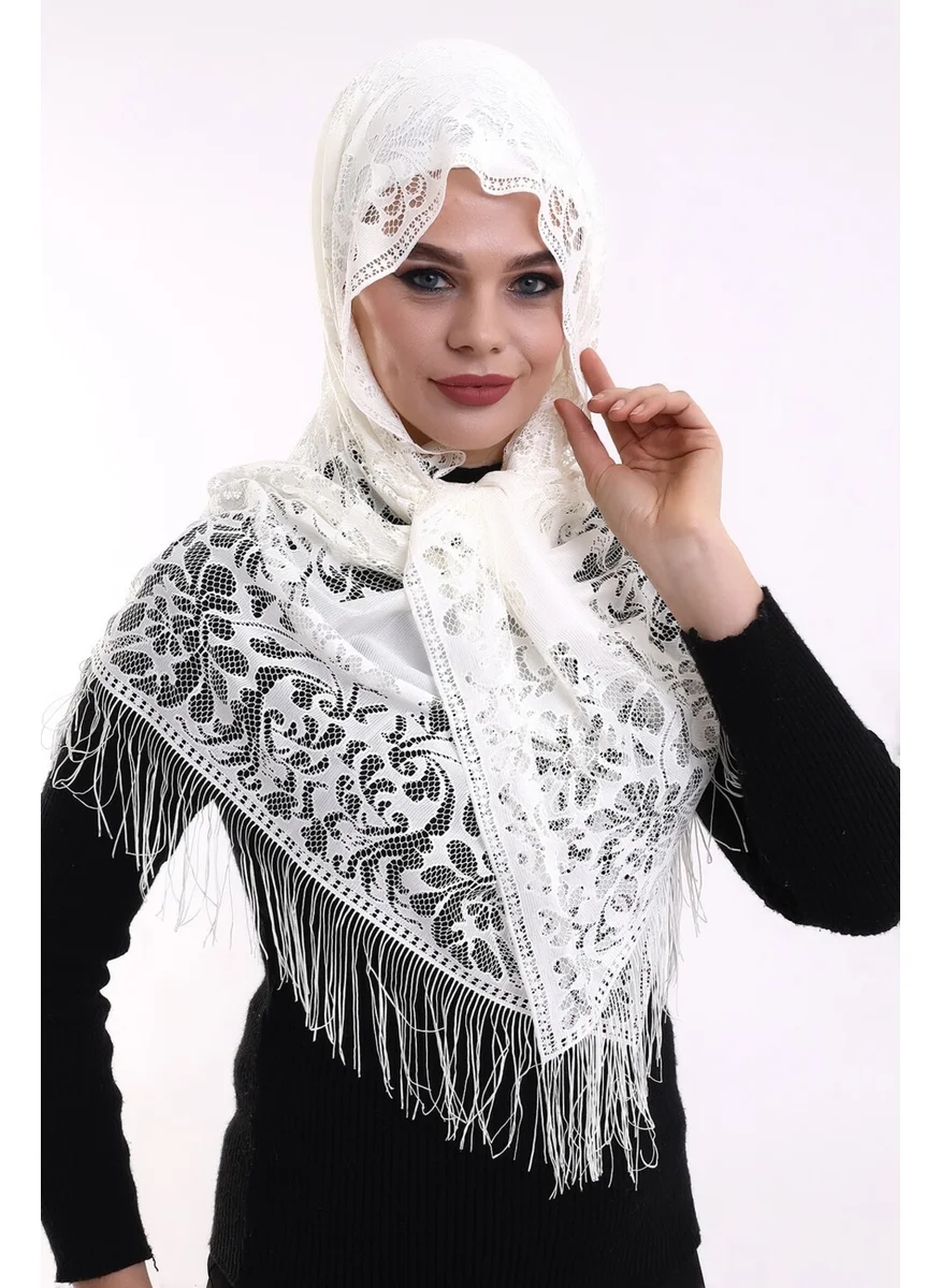 İhvan Ihvan Kaaba Patterned Special Boxed Mevlüt Set Tulle Shawl Pearl Rosary Yasin Book Cream