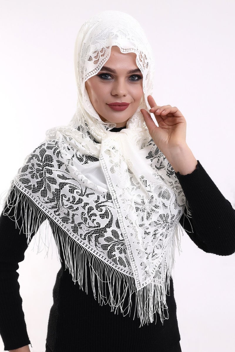 İhvan Ihvan Kaaba Patterned Special Boxed Mevlüt Set Tulle Shawl Pearl Rosary Yasin Book Cream  - Image 5