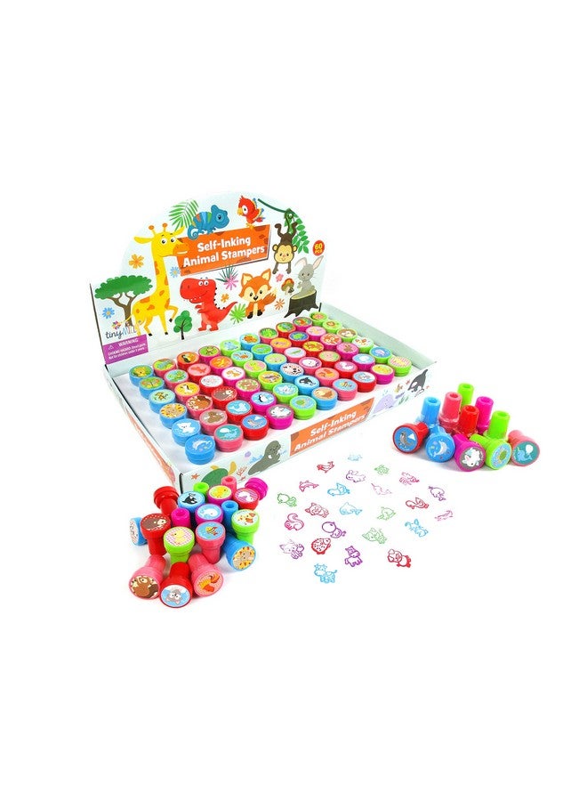 TINYMILLS 60 Pcs Animals Assorted Stampers for Kids with 60 Different Designs Party Favor Goodie Bag Prizes Classroom Rewards Pinata Filler Arts and Crafts for Kids - Image 1