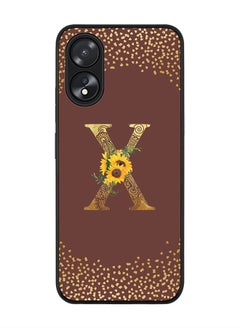 Rugged Black Edge case for Oppo A18 / Oppo A38,Slim fit Flexible Cover - Custom Monogram Initial Letter Floral Mandala Pattern Alphabet - X (Brown )