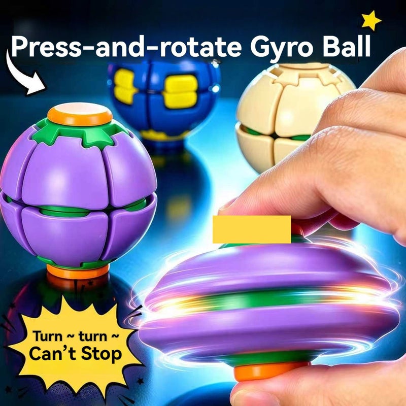 SENBOWE Press Rotate Deform Stress Relief Fidget Gyro Ball, 3D Auto Rotation Transformable Hand Spinner Toy, Portable Lightweight Anxiety Relief Decompression Artifact for Office Workers Students Home Travel, Multi-Color Stress Release Fidget Toy - Image 3
