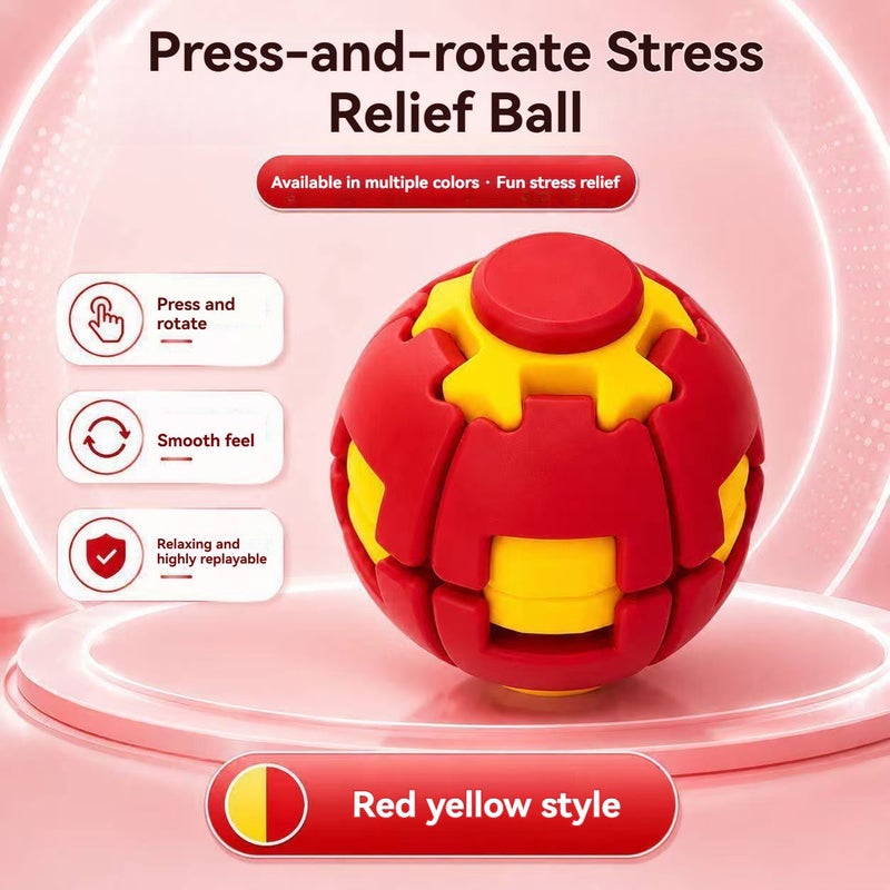 SENBOWE Press Rotate Deform Stress Relief Fidget Gyro Ball, 3D Auto Rotation Transformable Hand Spinner Toy, Portable Lightweight Anxiety Relief Decompression Artifact for Office Workers Students Home Travel, Multi-Color Stress Release Fidget Toy - Image 1