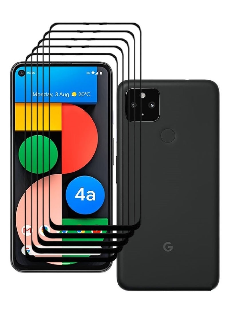 AINA 5 Pieces Tempered Glass Screen Protector 5D Designed For Google Pixel 4a 5G Full Glue Edge to Edge Full Screen Coverage And Bubble Free - Image 1