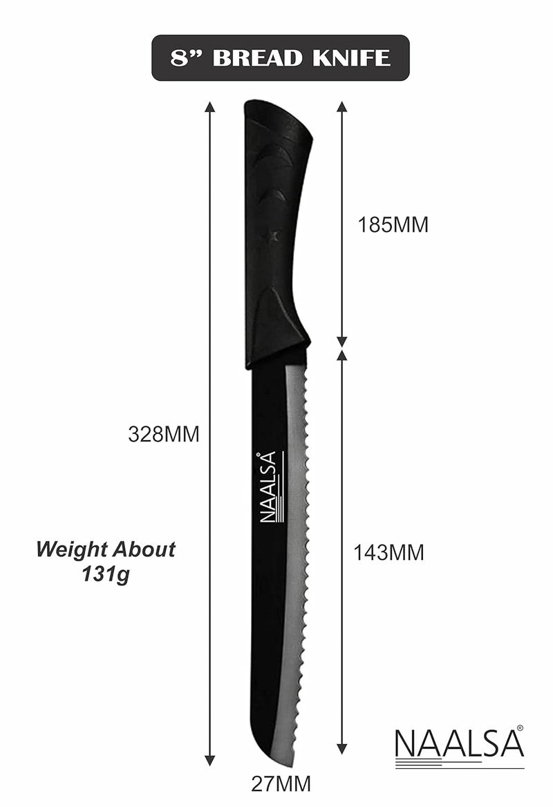 NAALSA Riya 1Pc Bread Knife Stainless Steel High Carbon Professional Kitchen Knives with Non Stick Coating Bread Knife 8 - Image 2