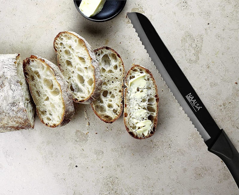 NAALSA Riya 1Pc Bread Knife Stainless Steel High Carbon Professional Kitchen Knives with Non Stick Coating Bread Knife 8 - Image 3