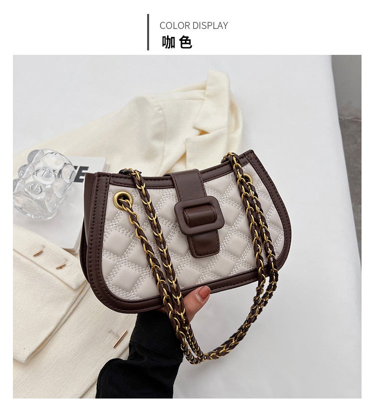 High-End Quilted Chain Bag Trendy Fashion Women'S Bag Textured Shoulder Bag Internet Celebrity Versatile Crossbody Bag - Image 1