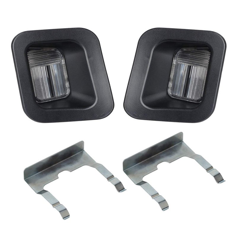HERCOO License Plate Lights Lamp Lens Black Clips Housing Compatible with 2003-2018 Dodge Ram 1500 2500 3500 Pickup Truck Rear Step Bumper Aftermarket Replacement, Pack of 2