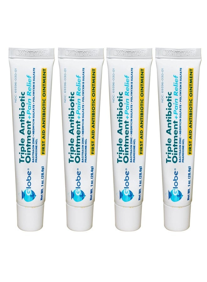 Globe (4 Pack Triple Antibiotic + Pain Relief Ointment 1oz, First Aid Antibiotic, Soothes Pain, Cuts, Burns and Scrapes 24 Hour Infection Protection - Image 1