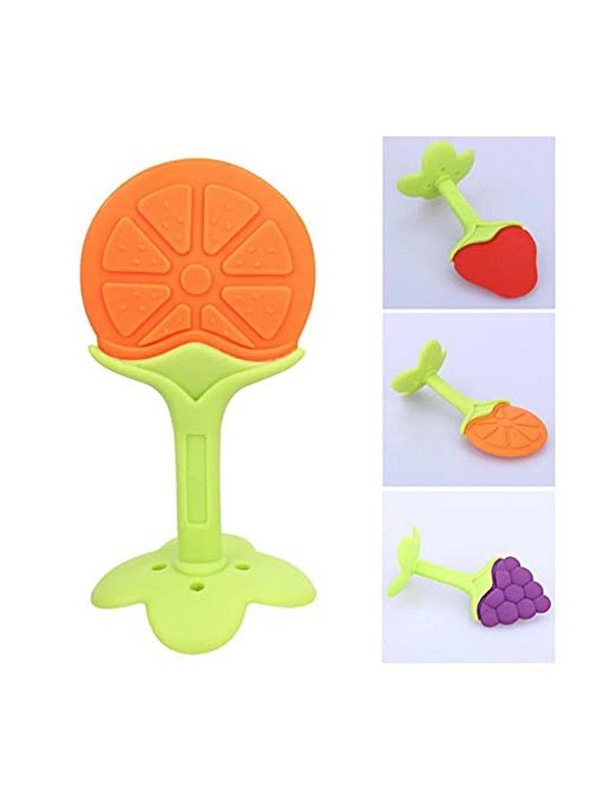 Tinny Tots Fruit Shape Silicone Teether Teething Toys For Baby Textured Molar Teeth Soother Massage; Infants Dental Care Baby Teether (Grapesstrawberry Pack Of 2) - Image 5
