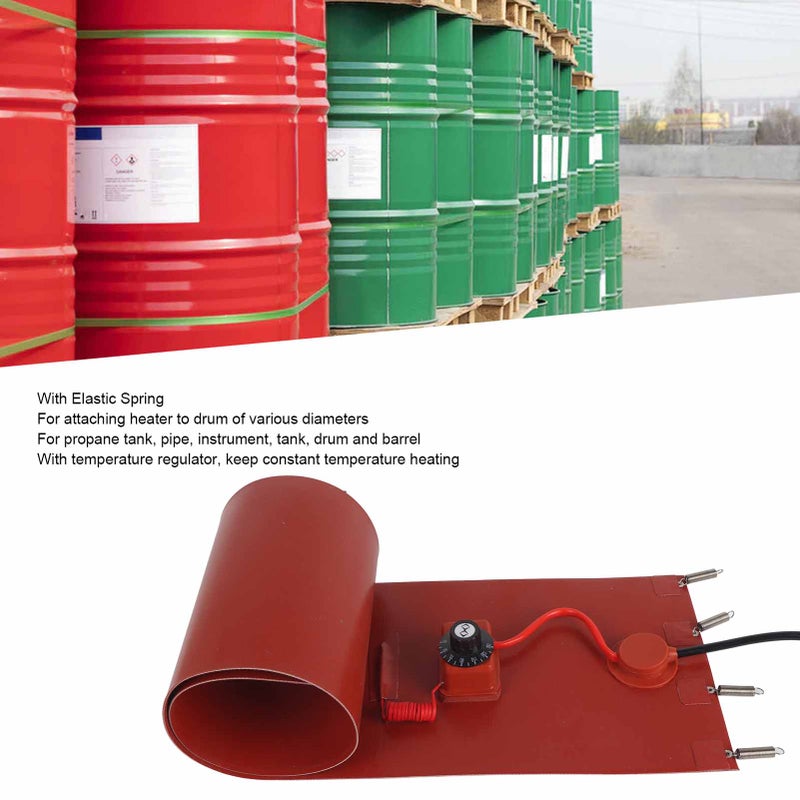 60L Oil Drum Silicone Heating Belt Metal Drum Electric Heater Pad with Thermostat 1200W UK Plug 220V - Image 3