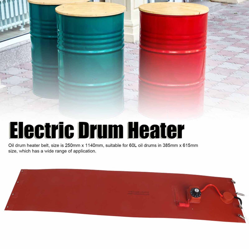 60L Oil Drum Silicone Heating Belt Metal Drum Electric Heater Pad with Thermostat 1200W UK Plug 220V - Image 4