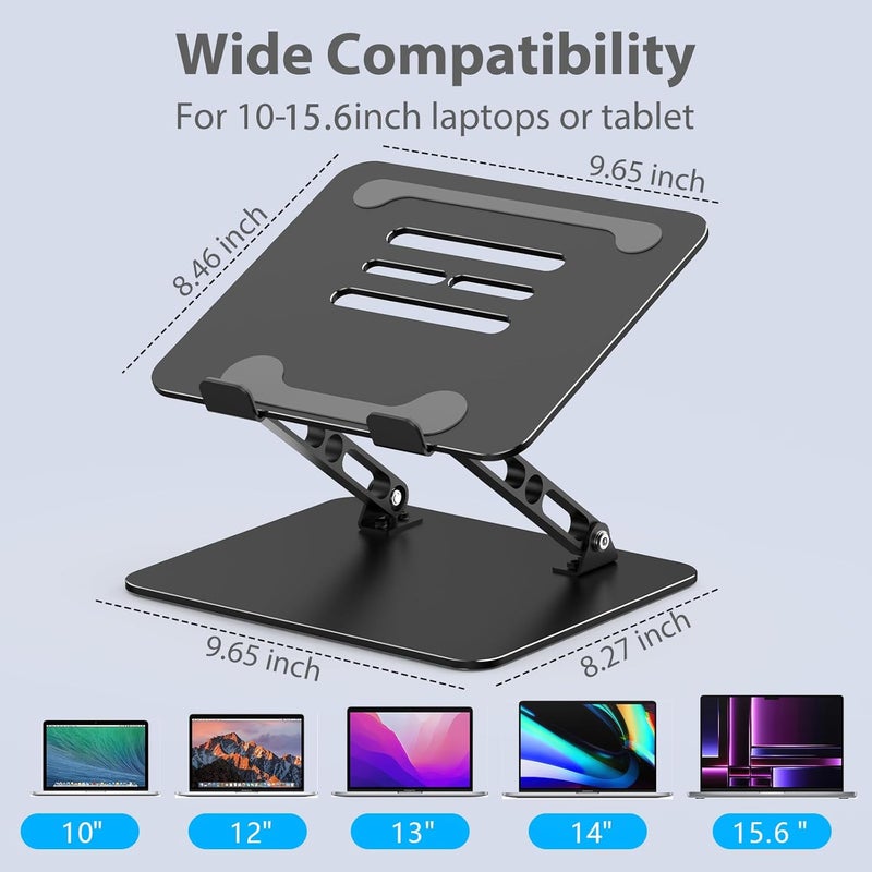 Gogoonike Adjustable Laptop Stand for Desk, Metal Foldable Laptop Riser, Portable Laptop Holder Mount, Ventilated Cooling Computer Notebook Stand Compatible with 10-15.6” Laptops - Image 5