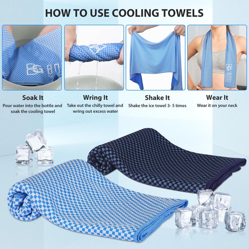 BOGI Cooling Towel 2 Pack, Cooling Towels for Neck and Face, 40"x12" Ice Towel for Instant Cooling Soft Breathable Chilly Towel for Yoga Golf Gym Camping Running Workout & More Activities (NBlue2) - Image 5