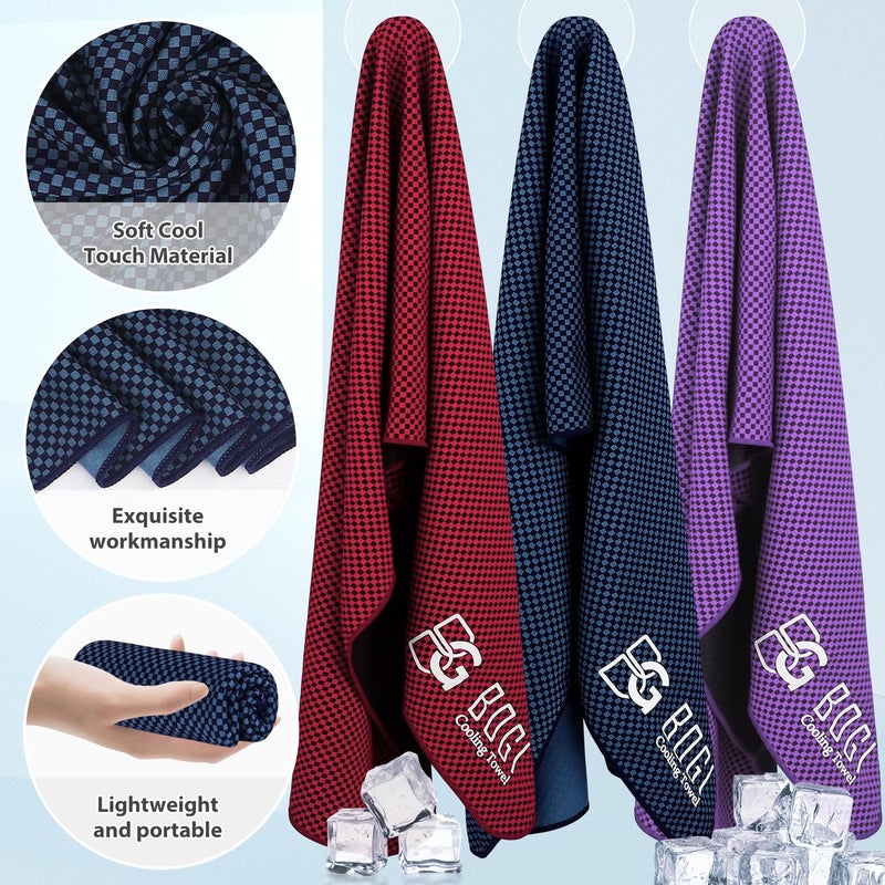 BOGI Cooling Towel 2 Pack, Cooling Towels for Neck and Face, 40"x12" Ice Towel for Instant Cooling Soft Breathable Chilly Towel for Yoga Golf Gym Camping Running Workout & More Activities (NBlue2) - Image 3