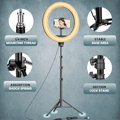 Kratos K21, 12 Inches Ring Light with Stand, 85 Inch Foldable Tripod, 3 Colour Switch Mode, Ring Light with USB for Studio, YouTube, Video Shoot Live Stream Makeup Compatible with iPhone, Smartphone - Image 3