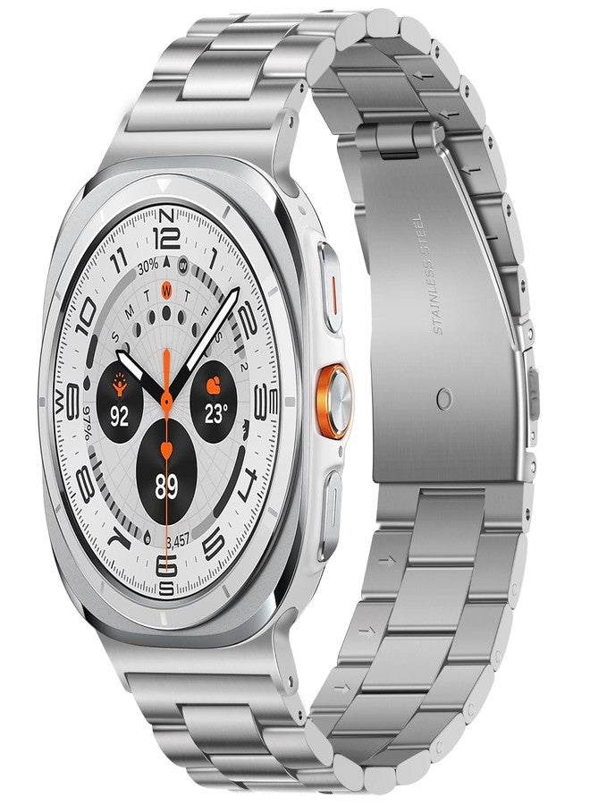 PanPinnacle Stainless Steel Band Compatible with Galaxy Watch ultra 2/1 Bands 47mm (2025/2024),No Gap Business Metal Replacement Strap for Men Samsung Galaxy watch 8/7 Ultra Band (Silver) - Image 1
