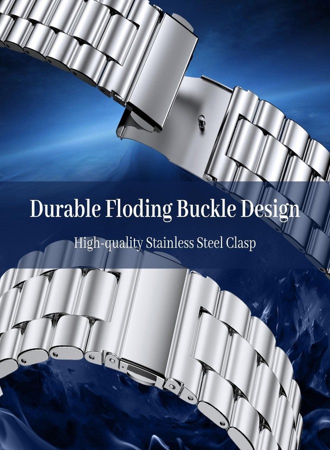 PanPinnacle Stainless Steel Band Compatible with Galaxy Watch ultra 2/1 Bands 47mm (2025/2024),No Gap Business Metal Replacement Strap for Men Samsung Galaxy watch 8/7 Ultra Band (Silver) - Image 4