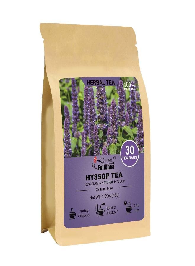 FullChea - Hyssop Tea Bags, 30 Teabags, 1.5g/bag - Premium Hyssop - Non-GMO - Caffeine-free - Support Digestion & Promote Relaxation - Image 1