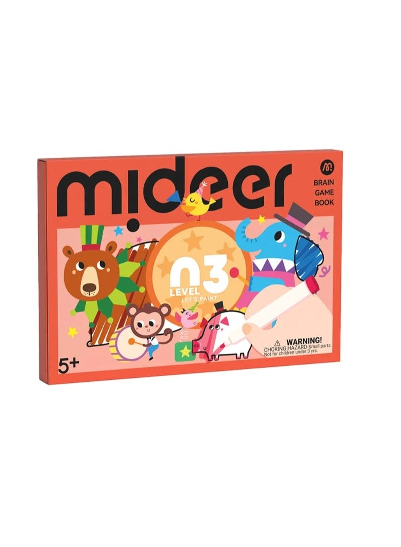 MiDeer Brain Game Book – Let’s Paint Level 3 | Advanced Coloring Activity Book for Kids Ages 5+ with 50 Pages, Reward Sticker & Certificate | Creative Art & Color Theory Learning - Image 1