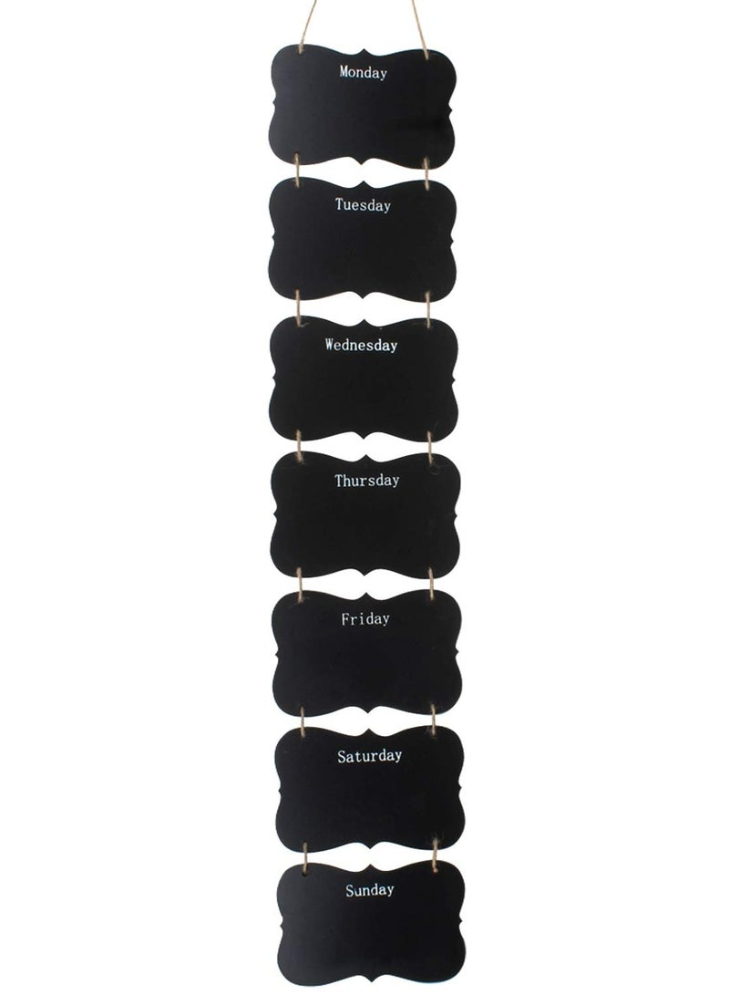 Hanging Wooden Weekly Chalk Board Planner, Blackboard Days of The Week, Board with Jute Rope (Butterfly)  - Image 1