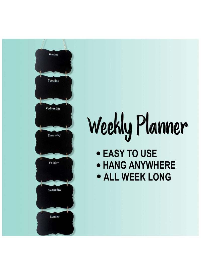 Hanging Wooden Weekly Chalk Board Planner, Blackboard Days of The Week, Board with Jute Rope (Butterfly)  - Image 2