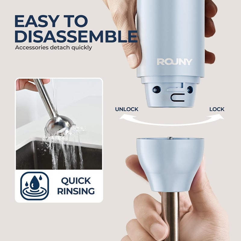 ROUNY Powerful 850W Hand Immersion Blender,Stainless Steel Stick Blender,Easy Handling, Lightweight, Blend, Chop, Puree, Ergonomic Handle,Easily Detachable - Image 5