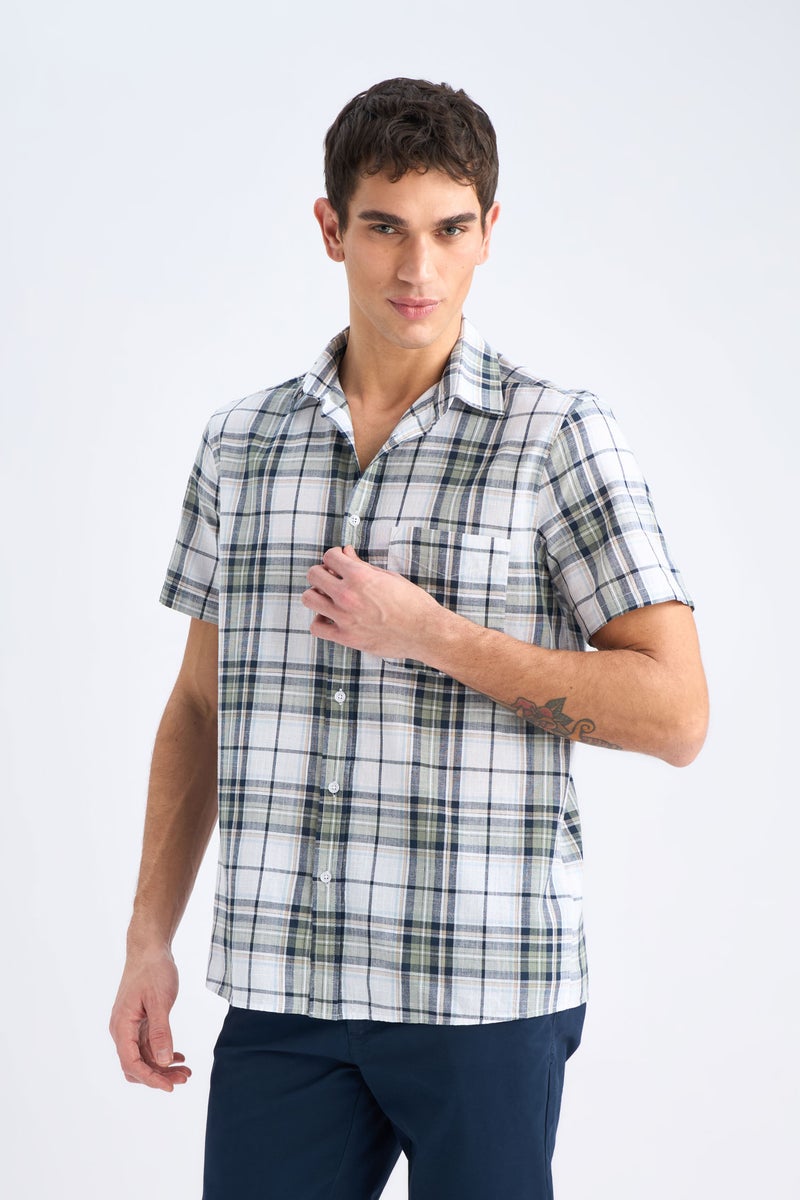 DeFacto White Man Regular Fit Polo Collar Short Sleeve Shirt Casual - Image 4