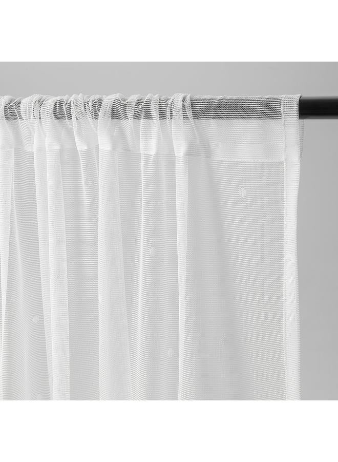 erorex Sheer curtains, 1 pair, white dotted/with rod pocket, 145x300 cm - Image 3
