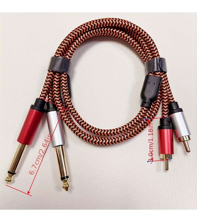 Purple Double 6.35mm to Dual RCA Audio Cable 19.69inch - Image 2