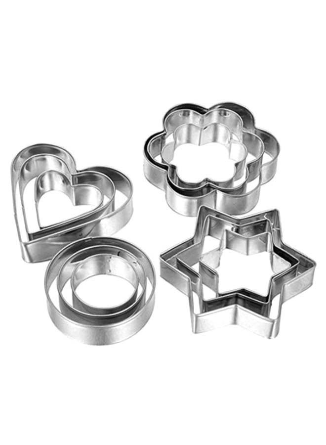 12-Piece Multi Shaped Cookie Cutter Set Silver