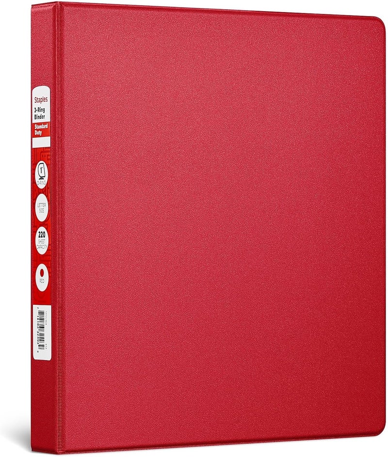 Staples 976153 1-Inch Standard Binder with D-Rings Burgundy - Image 1
