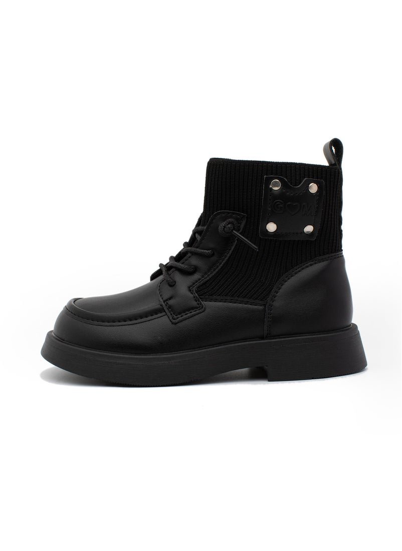 Lucky Kids - Lucky Kids Unisex Synthetic Leather Winter Ankle Boots With Classic Lace Up & Side Zipper For Little Kids - Image 1