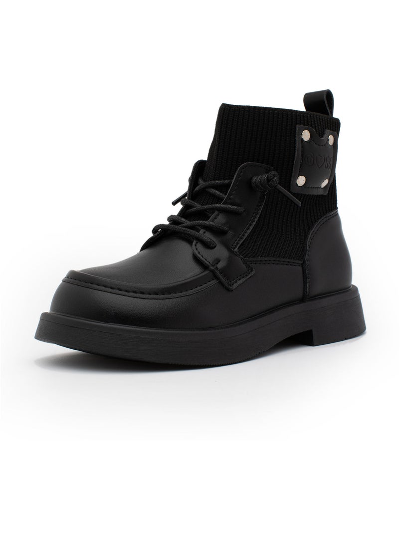 Lucky Kids - Lucky Kids Unisex Synthetic Leather Winter Ankle Boots With Classic Lace Up & Side Zipper For Little Kids - Image 1