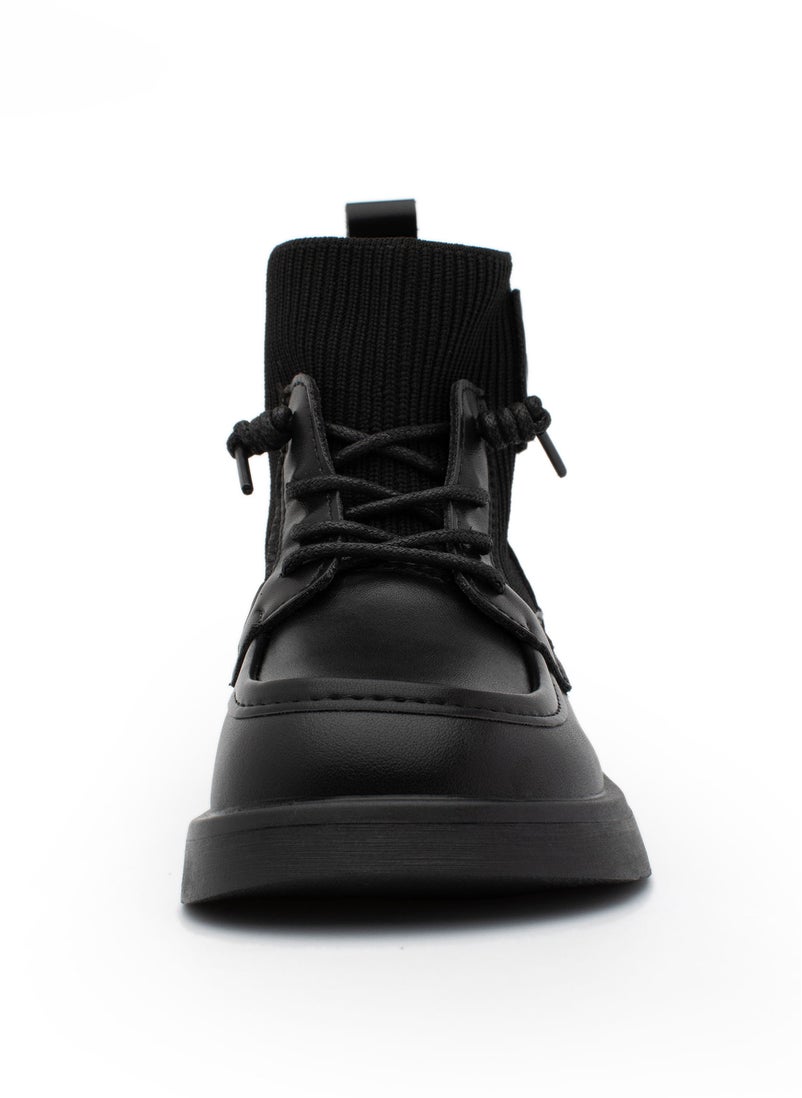 Lucky Kids - Lucky Kids Unisex Synthetic Leather Winter Ankle Boots With Classic Lace Up & Side Zipper For Little Kids - Image 1