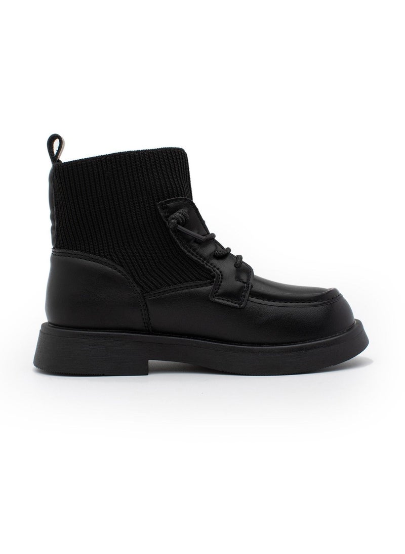 Lucky Kids - Lucky Kids Unisex Synthetic Leather Winter Ankle Boots With Classic Lace Up & Side Zipper For Little Kids - Image 1