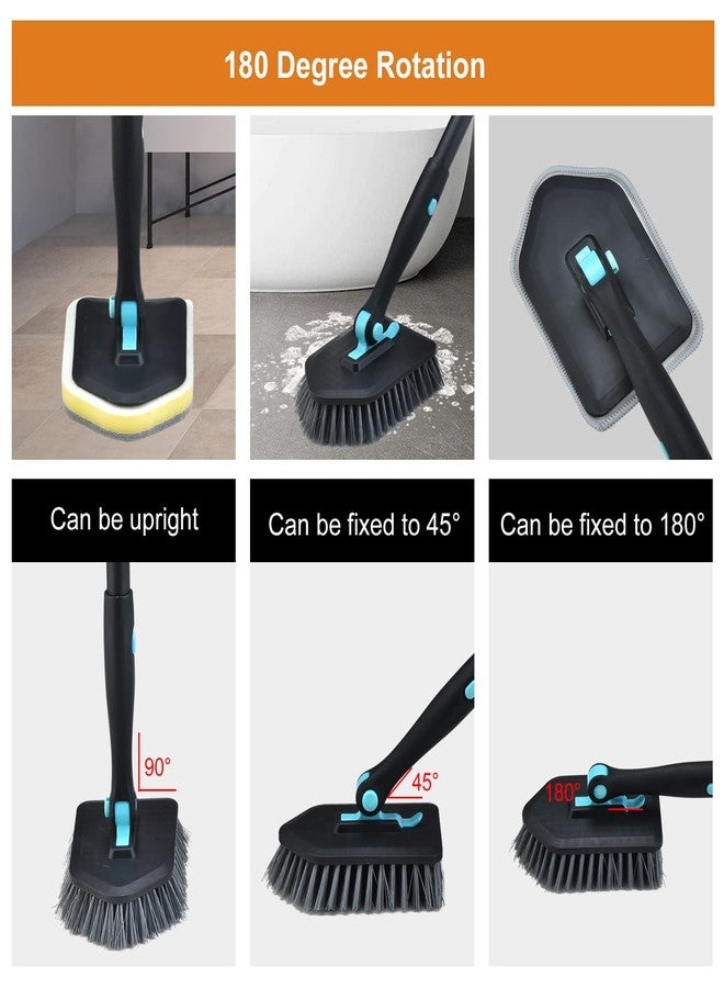 MOSEN Long Handled Scrub Brush for Shower,3-in-1 Cleaning Brushes with 3 Different Function Cleaning Heads Brush for Shower Cleaning Bathroom Kitchen Walls Tub Tile (Black) - Image 5