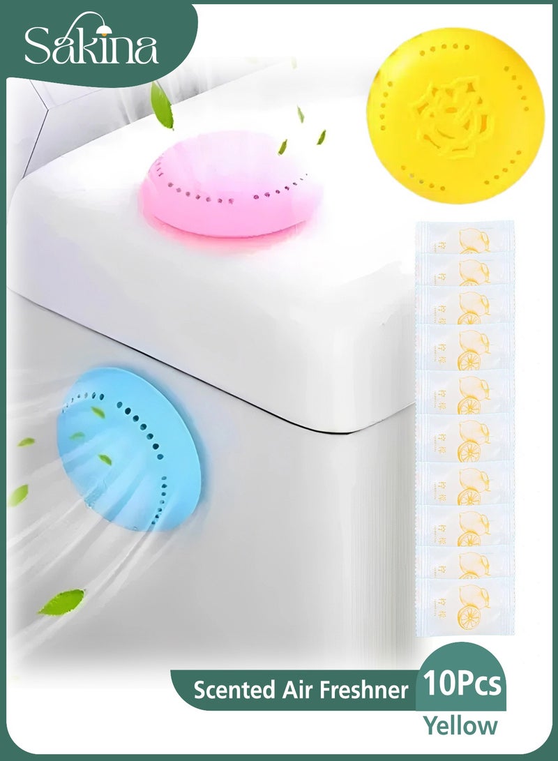 Sakina 10pcs Lemon Scented Air Freshener Tablets - Long-Lasting Odor Eliminator for Home, Car, Bathroom, Closet & Wardrobe - Compressed Solid Deodorizer with Extra Shell - Image 1